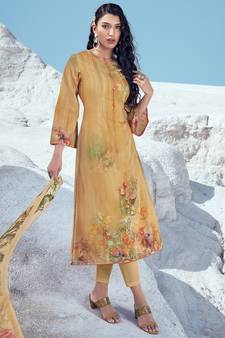 Yellow printed cotton salwar