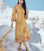 Yellow printed cotton salwar