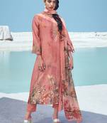 Peach printed cotton salwar