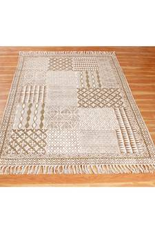 4x12 Ft Rug For Kids Room Boho Kilim Area Rug Hand Block Printed Cotton Durries