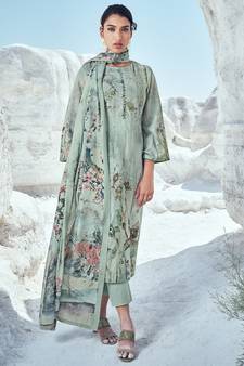 Teal printed cotton salwar
