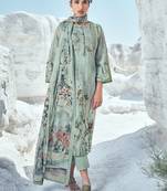 Teal printed cotton salwar