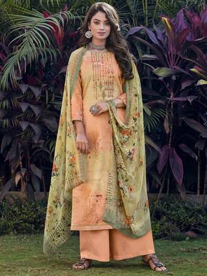Peach embroidered cotton salwar 1