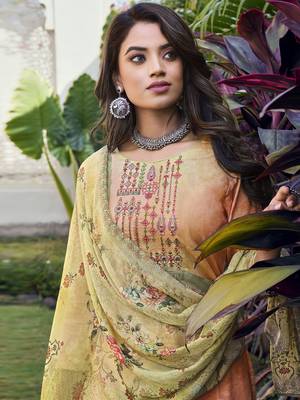 Peach embroidered cotton salwar 2