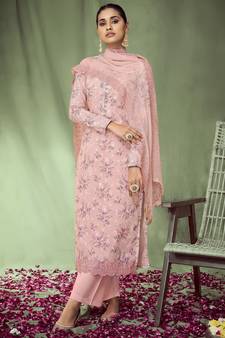Pink embroidered jacquard salwar