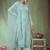 Turquoise embroidered jacquard salwar