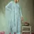 Turquoise embroidered jacquard salwar