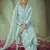 Turquoise embroidered jacquard salwar