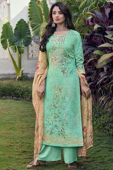 Green embroidered cotton salwar