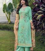 Green embroidered cotton salwar
