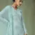 Turquoise embroidered jacquard salwar