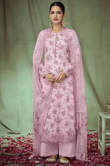 Pink embroidered jacquard salwar