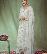 Off white embroidered jacquard salwar