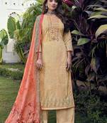 Beige embroidered cotton salwar