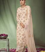 Beige embroidered jacquard salwar