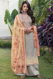 Grey embroidered cotton salwar