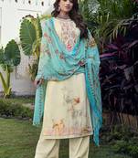 Cream embroidered cotton salwar