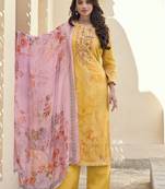 Yellow embroidered cotton salwar