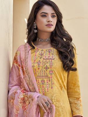 Yellow embroidered cotton salwar 2