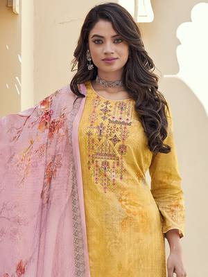 Yellow embroidered cotton salwar 3