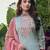 Turquoise embroidered cotton salwar