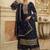 Navy blue embroidered jacquard salwar