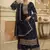 Navy blue embroidered jacquard salwar
