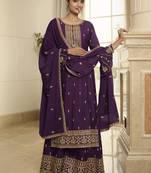 Purple embroidered chiffon salwar