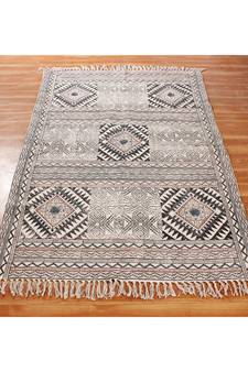 2.6x8 Ft Boho Rug Hand Made Cotton Dhurrie Area Rug Flatweave Brown Color Carpet