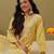 Hand Embroidered Yellow Pure Cambric Cotton Lucknow Chikankari Women Kurta