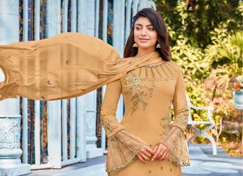 Aria Fabrics Mustard  Embroideried Semi Stitched Salwar Suit 2