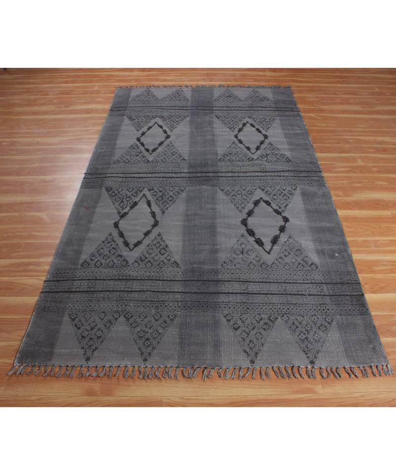 12x18 Ft Cotton Rug Hand Made Dabu Print Boho Kilim Area Rug Living Room Decor Carpet