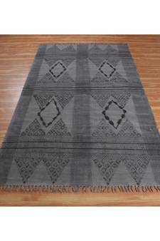 5x5 Ft Cotton Rug Hand Made Dabu Print Boho Kilim Area Rug Living Room Decor Carpet