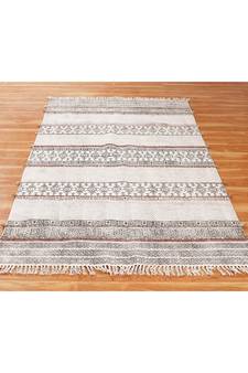 4x8 Ft Boho Rug Cotton Dhurrie Hand Made Area Rug Indigo Blue Color Carpet Handwoven