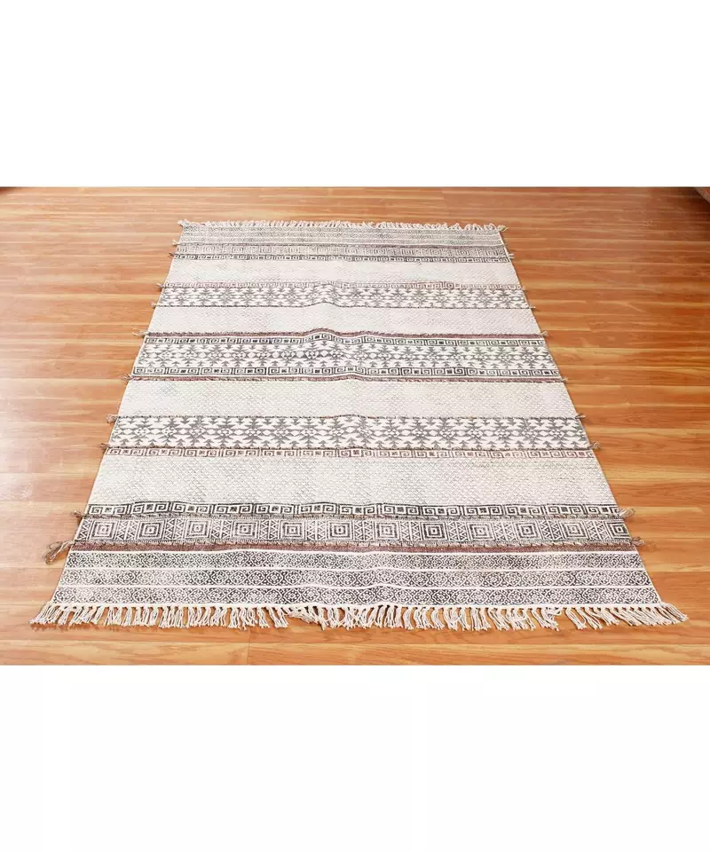 4x15 Ft Boho Rug Cotton Dhurrie Hand Made Area Rug Indigo Blue Color Carpet Handwoven