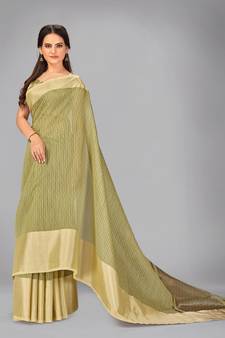 Light green woven silk saree with blouse