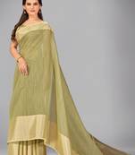 Light green woven silk saree with blouse
