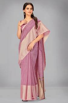 Purple woven silk saree with blouse