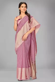 Purple woven silk saree with blouse