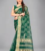 Green woven silk saree with blouse