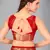 Red woven silk saree with blouse