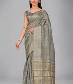 Grey woven silk saree with blouse