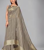 Grey woven silk saree with blouse