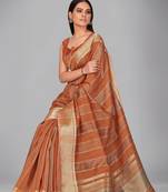 Brown woven silk saree with blouse