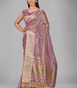 Purple woven silk saree with blouse