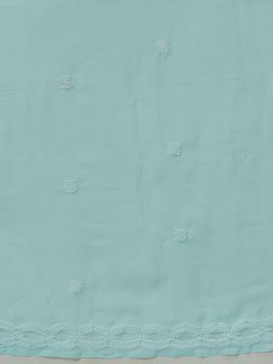 Hand Crafted Green Faux Georgette Lucknowi Chikankari Indian Women Saree With Blouse 5