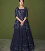 Blue embroidered georgette salwar