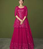 Pink embroidered georgette salwar
