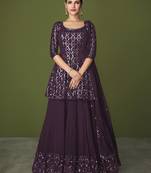 Purple embroidered georgette salwar