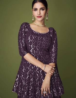 Purple embroidered georgette salwar 2